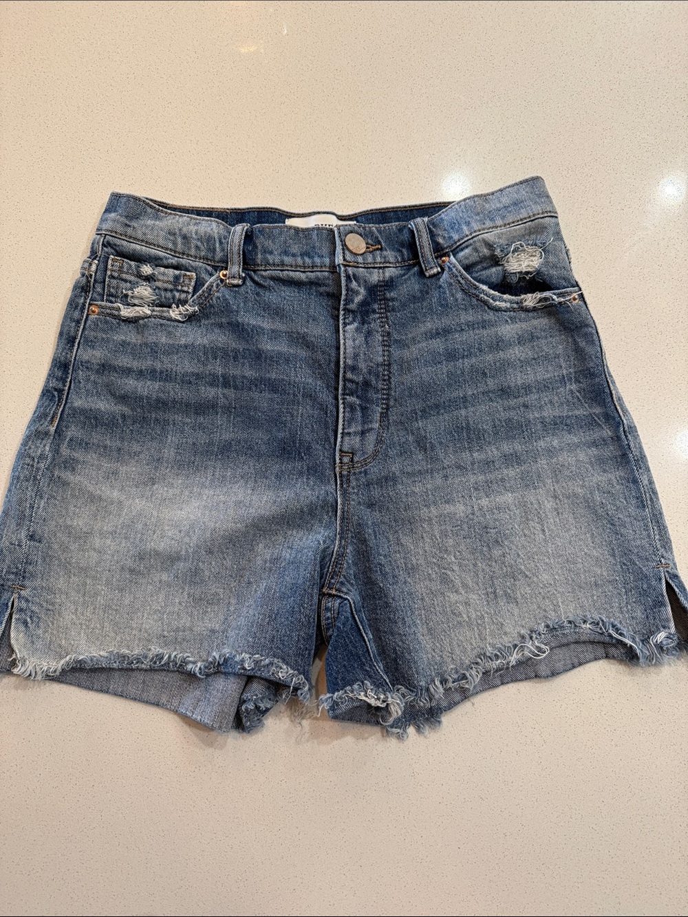 BKE Parker Raw Hem Denim Shorts - Blue Size 26